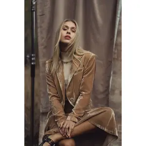 Velvet Blazer-Taupe