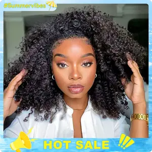 3 In 1 Wear Go Half Wigs Afro Curly Human Hair Glueless Wigs For Women 250% Density With Natural Hairline 100% Human Hair Wigs With Drawstring #Summervibes