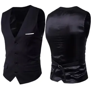 Men's Suit Vest Business Formal Dress Waistcoat Solid Color Vest for Suit or Tuxedo