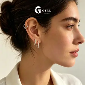 GGIRL  18k Gold Plated Durable Exquisite Cubic Zircon Auricular Cartilage Small Hoop Earring Set For Women Men Multi-Size Fashion Personality Chic Ear Bone Piercing Stacked Versatile Ear Decor Daily Party Jewelry Perfect Gift For Her On Birthday
