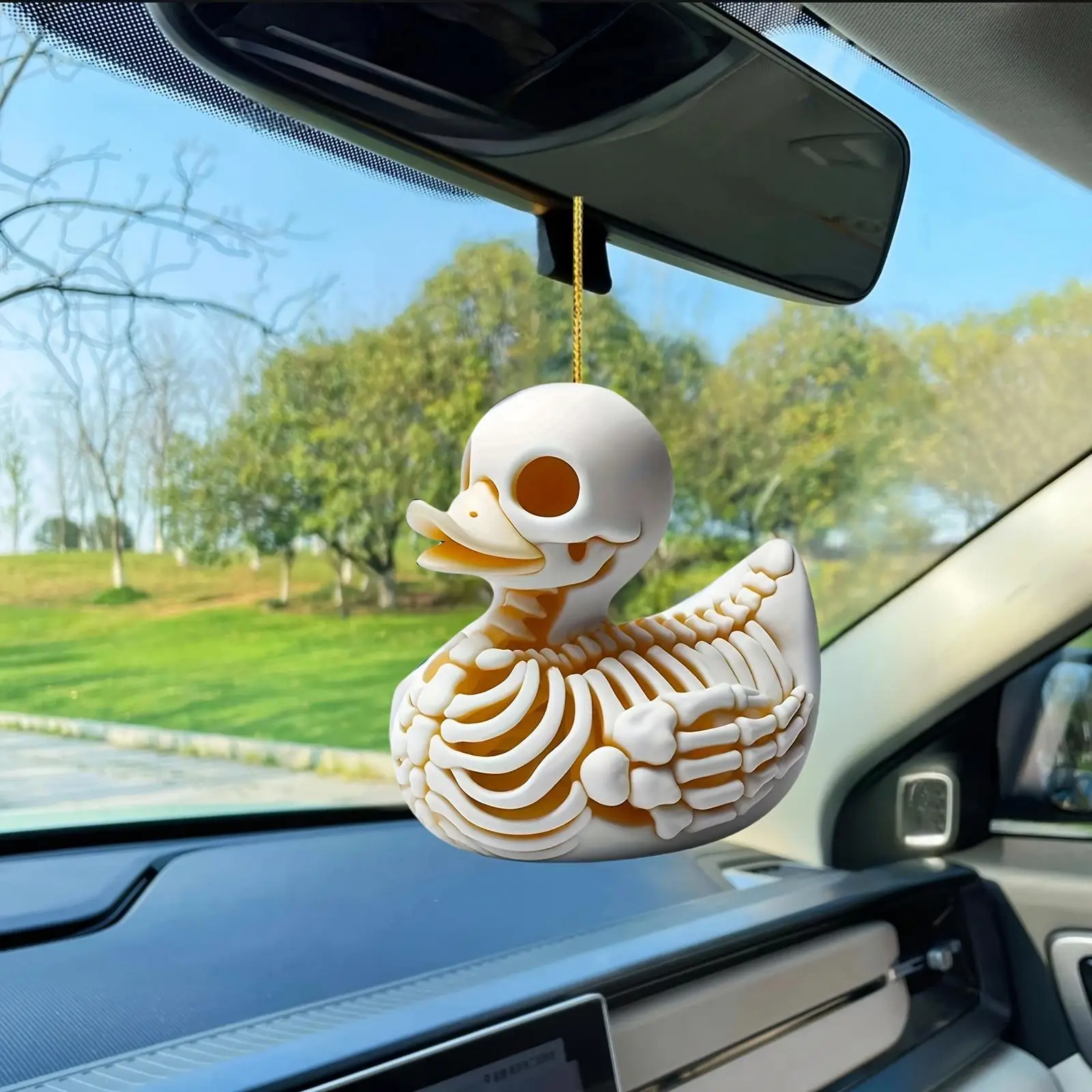 Skull Duck Design Car Rearview Mirror Hanging Ornament, Car Interior Decoration, Car Rearview Mirror Pendant, Car Interior Accessories for Women & Men