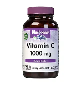Bluebonnet Nutrition Vitamin C 1000 Mg Vegetable Capsules, Ascorbic Acid, for Immune Skin Health, Vegan, Vegetarian, Non GMO, Gluten, Soy & Milk Free, Kosher, 180 Count
