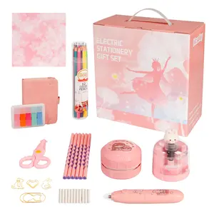 Pink School Supplies for Kids, School Essentials for Girls, Back to School Birthday Gift for Girls includes Electric Pencil Sharpener/Vacuum Cleaner/Eraser and More
