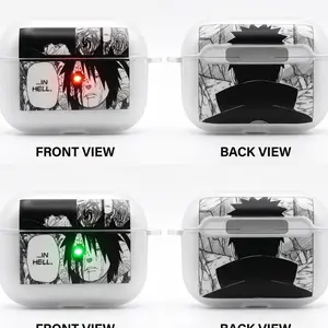 Obito Uchiha Anime AirPods Case with Keychain, Frosted PC Protective Cover for AirPods Pro, Naruto Manga Earbuds Case Gift for Him Her