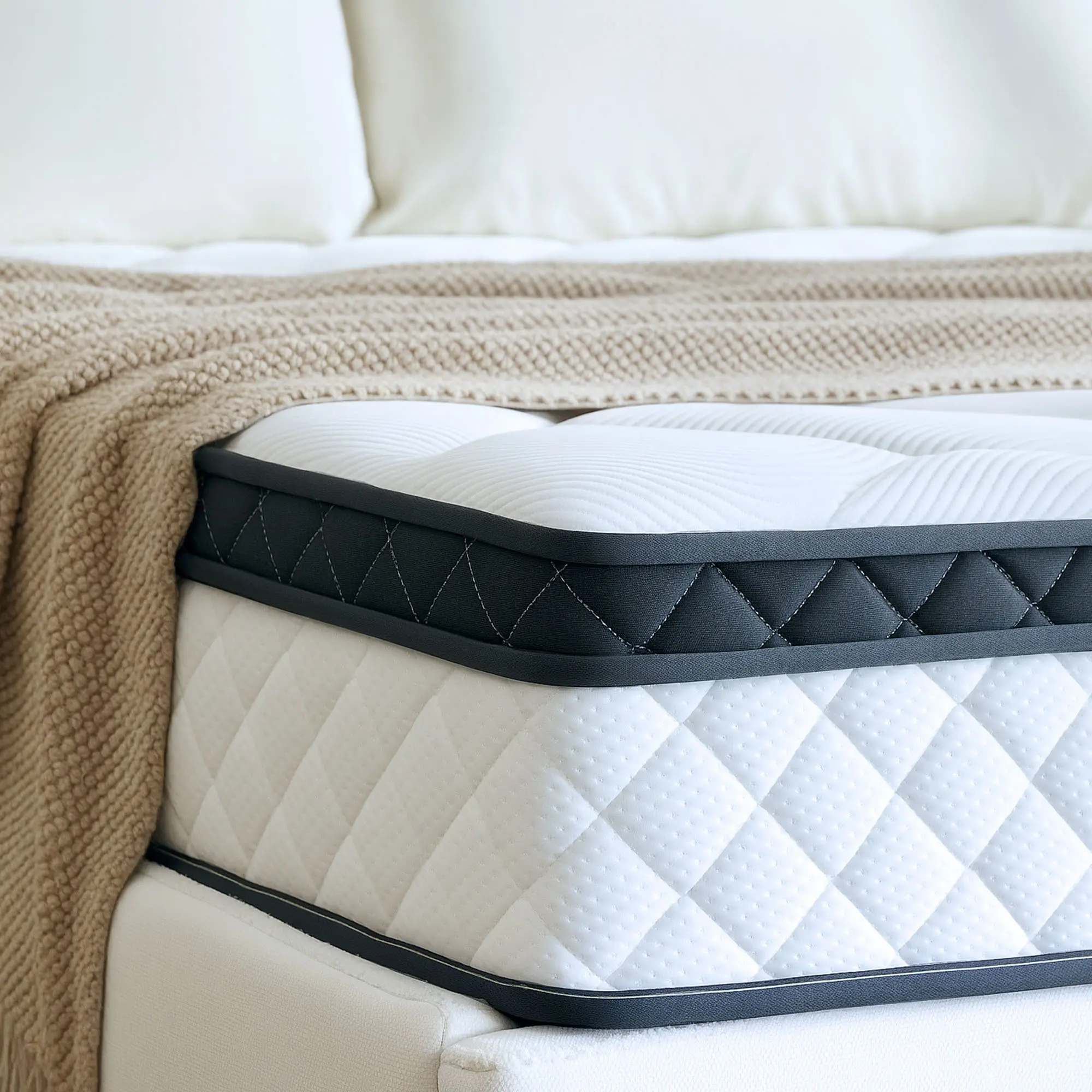 Queen Size Luxury Hybrid Mattress in a Box (9-12 in, 15 - 20 Kg) - Memory Foam, Individual Pocket Springs, Medium Firm, Cool Sleep, Pressure Relief, Ergonomic Neck Support, Foam Mattress for Indoor Furniture Beds