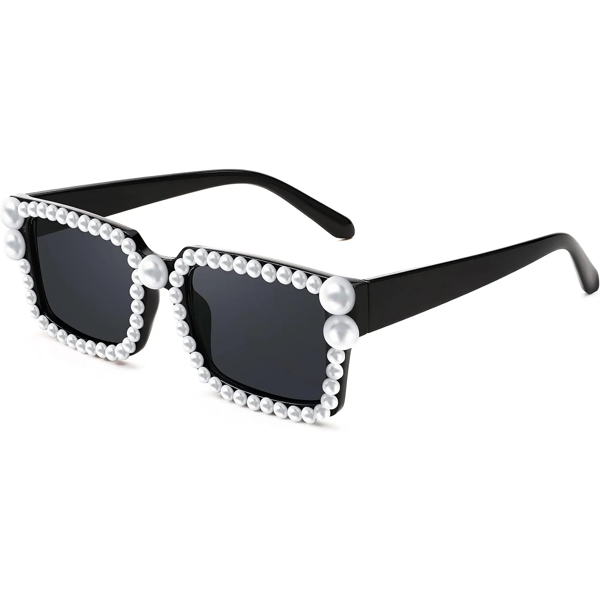 FEISEDY Fashion Pearl Sunglasses for Women Cute Square Sunglasses Candy Colors Party Sun Glasses B2327