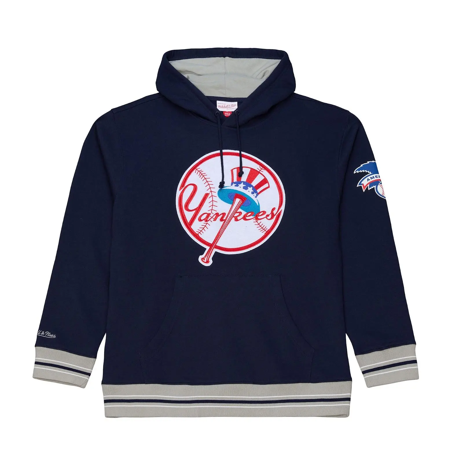 New York Yankees Navy Playoff Win Fleece Hoodie MLB Throwback Sweatshirt Vintage Fan Gear Mitchell & Ness