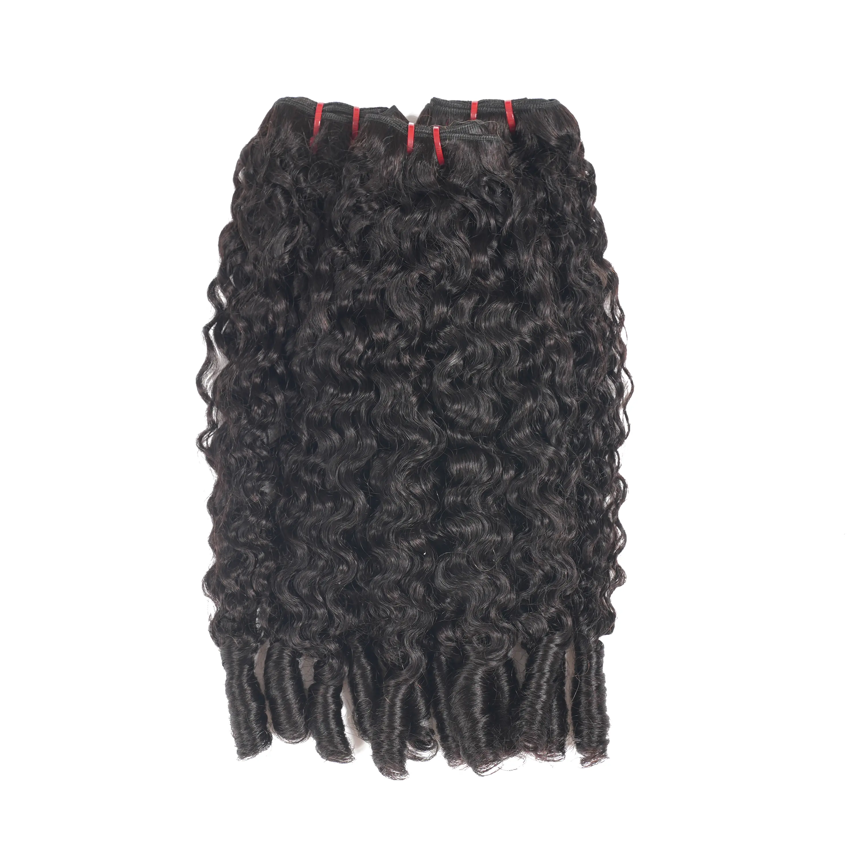 Burmese Curly Bundles Human Hair 4 Bundles Brazilian Virgin Remy Hair Wet and Wavy Quick Weave for Women 12-26 nch Water Wave with Spiral Curly End 100% Unprocessed Hair Extensions Natural Black