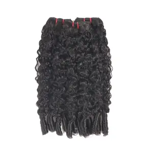 Burmese Curly Bundles Human Hair 4 Bundles Brazilian Virgin Remy Hair Wet and Wavy Quick Weave for Women 12-26 nch Water Wave with Spiral Curly End 100% Unprocessed Hair Extensions Natural Black