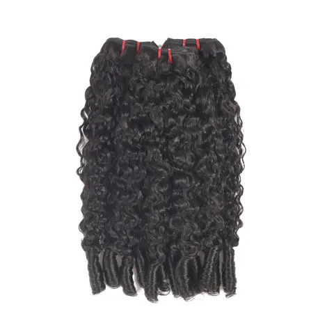 Women's 100% Human Hair Extensions - 4-Bundle Raw Remy Hair, 12-26in Unprocessed Asian-Influence Burmese Curly Water Wave Quick Weave with Spiral Ends, Stylish Wavy Hairstyle Natural Look