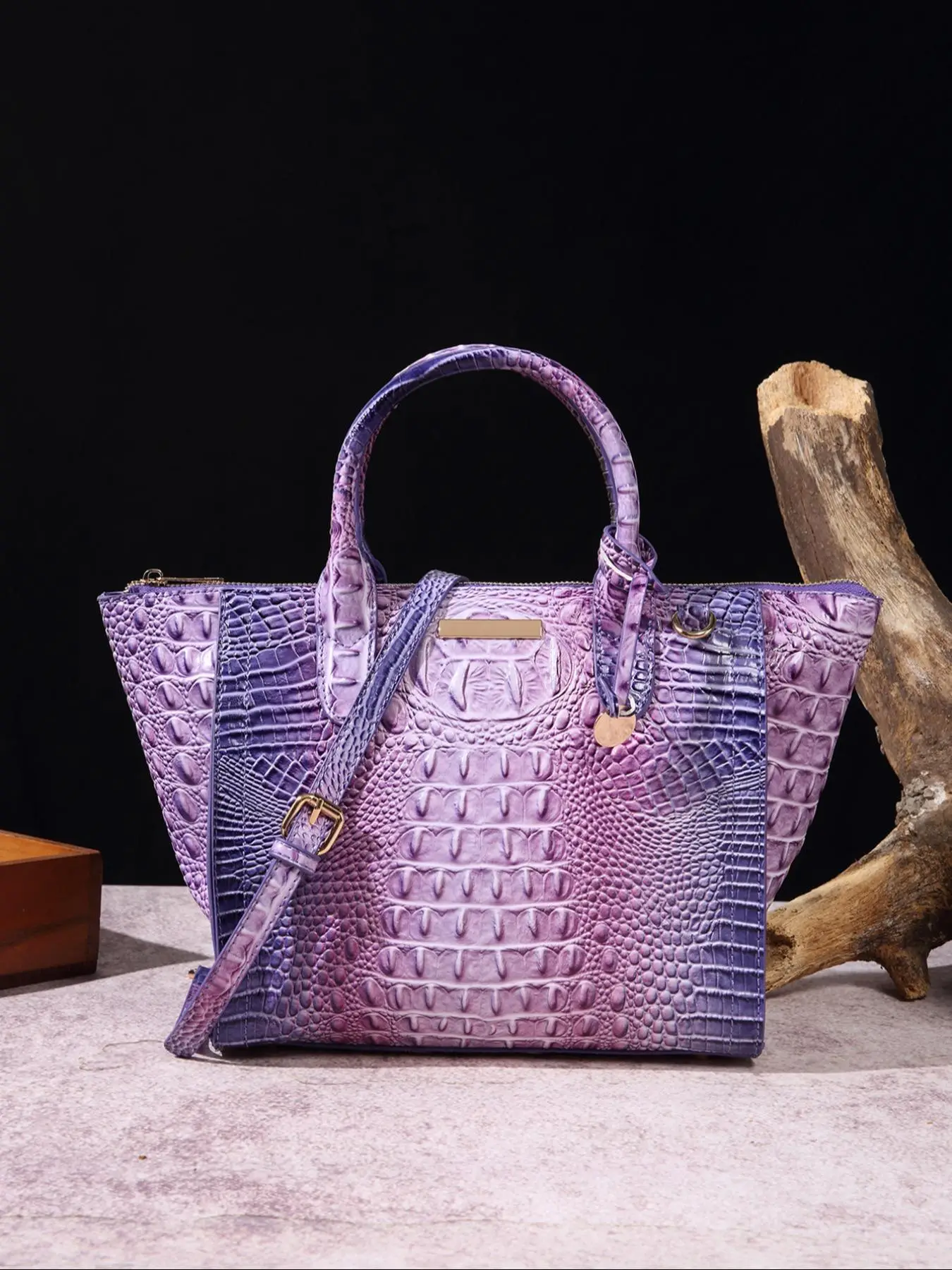 Fashionable Random Crocodile Pattern Zipper Tote Bag, Casual Trendy Handbag, Versatile High-quality Daily Commuting Bag, Girl Fashionable Shopping Bag