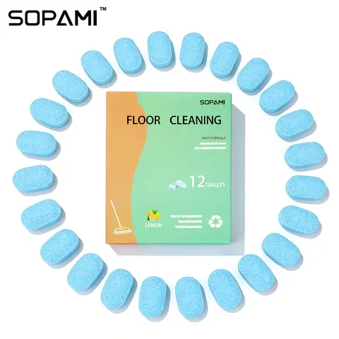 SOPAMI Eco-Safe Scented Home Cleaning Granules - 12/24PCS Floor Cleaner Tablets, Lemon/Mint Scents, Odor Eliminator, Grime-Dissolving, Fast-Drying No Residue, Safe for Wood Tile Marble, All-Purpose Home Care Supplies