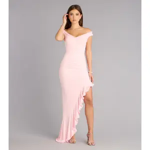 Emmalyn Mesh Off-The-Shoulder Formal Dress
