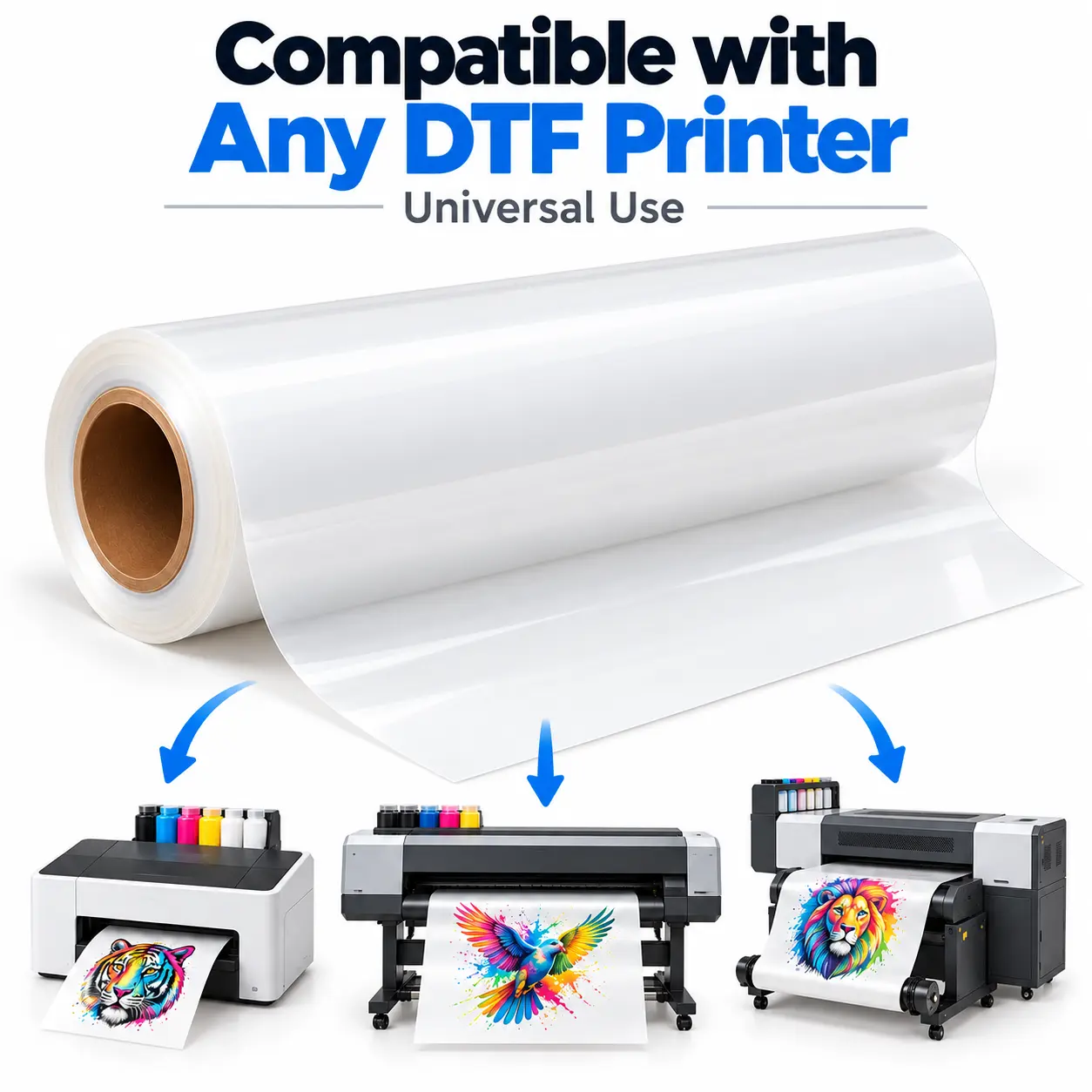 DTF Transfer Film Rolls Warm Cold Peel Compatible with Any DTF Printer Universal Use for Printing Projects