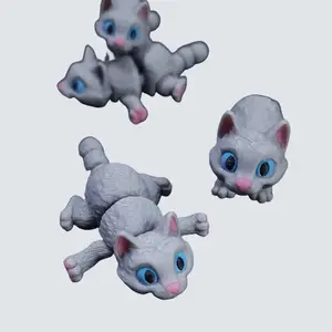 Articulated Pocket Pets - Kittens Grey | 3D printed | Mattmiresmakes & Layersingreen | Fidget animal pets