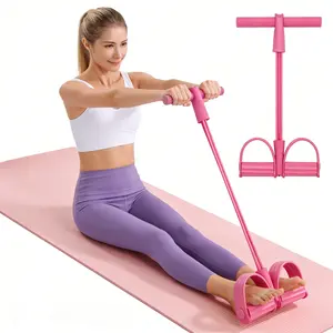 Portable Pedal Resistance Band Trainer, Multifunction 6-Tube Elastic Pull Rope for Home Workout, Stretching & Fitness