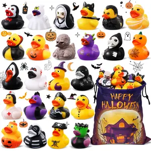24 Pack Halloween Rubber Ducks with a Bag, Halloween Party Favors Halloween Basket Stuffers, Bath Toys for Kids, Goodie Bag Fillers, Halloween Ducks for Jeep, Exchange Gifts for Girls Boys