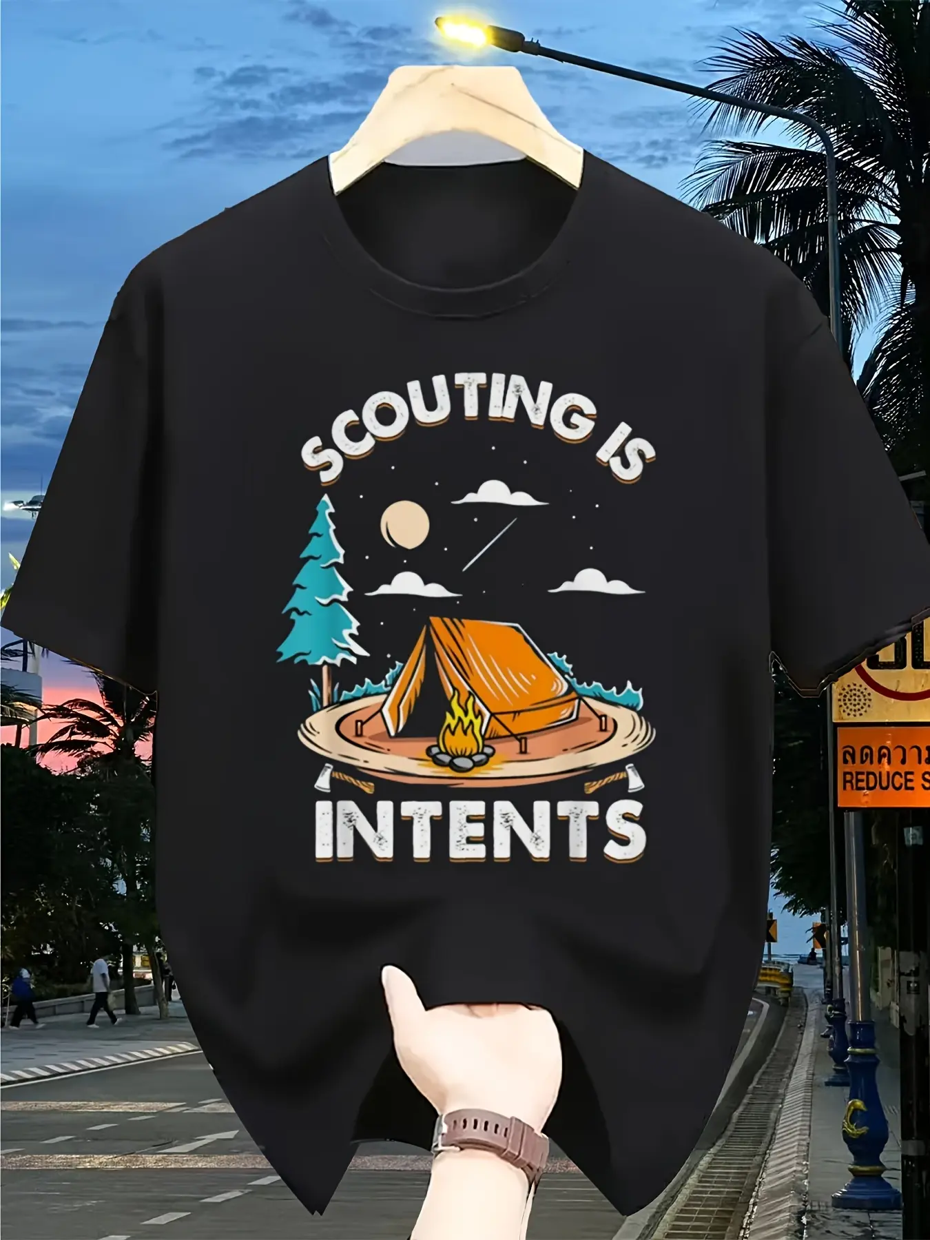 Men's Scout T-Shirt with Scouting Is Intents Sloga unisex soft cotton short sleeve t shirt, vintage graphic casual tee for men women teens, perfect birthday holiday gift for camping travel gym daily street  wear