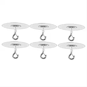 6Pcs Adhesive Ceiling Hooks for Popcorn Concrete Textured Ceiling Wall , No Drilling Self Adhesive Ceiling Hooks