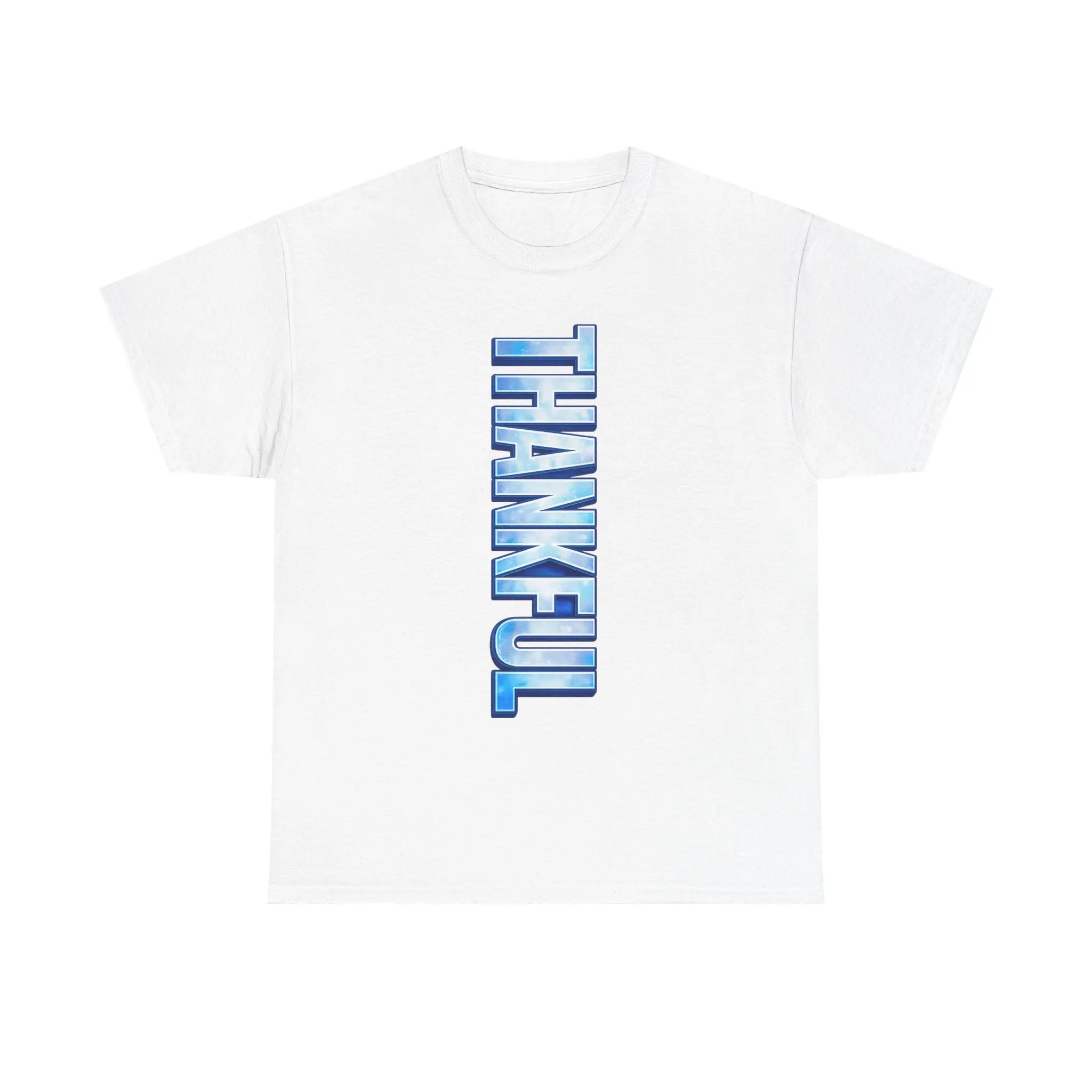 Thankful vertical blue gradient THANKFUL tee | Cotton Thankful Shirt