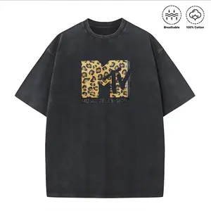 Washed T-shirt Classic MTV Leopard Logo T-shirt, Music Television MTV Logo Tee, Retro 80s 90s Style MTV Family Matching Tee, Disneyland Family Matching Tee
