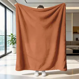 Caramel Plain Flannel Blanket, Soft Skin-Friendly Warm Throw, Simple Style Decorative Cover, Anti-Wrinkle Easy Clean, Camping Blanket