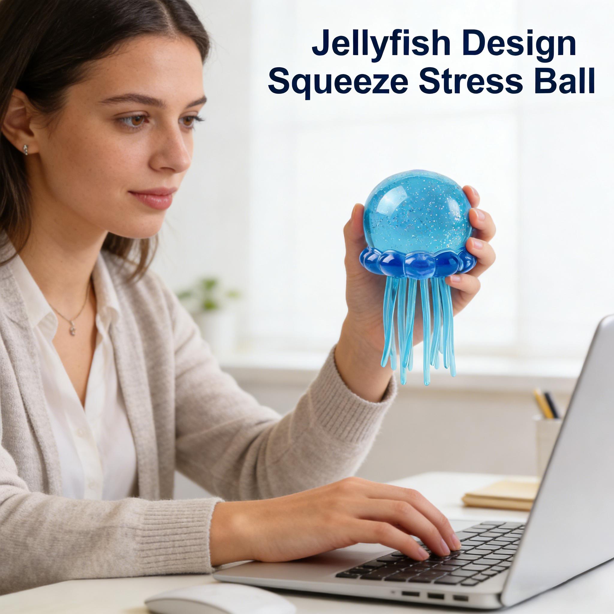 Jellyfish Squeeze Stress Ball, Soft Fidget Toy for Anxiety Relief, Quiet Sensory Play for Kids & Adults