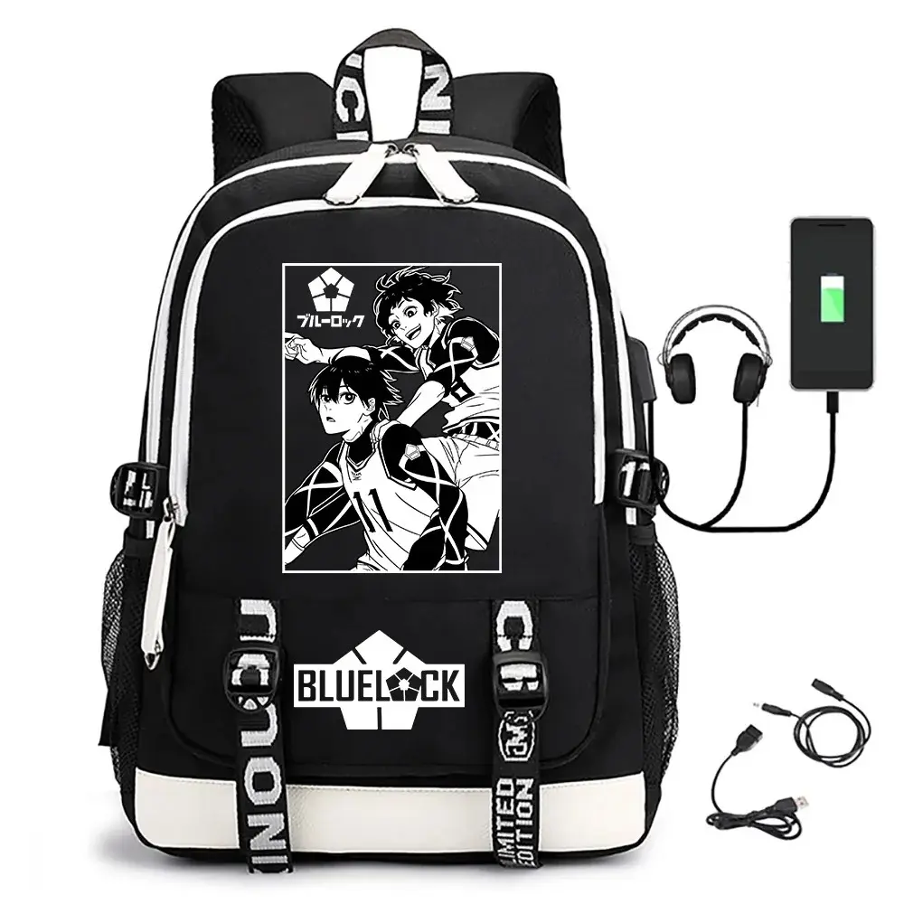 BLUE LOCK Anime Cosplay Backpack Students School Bag Cartoon Bookbag Laptop Travel Rucksack Outdoor Kids Gifts