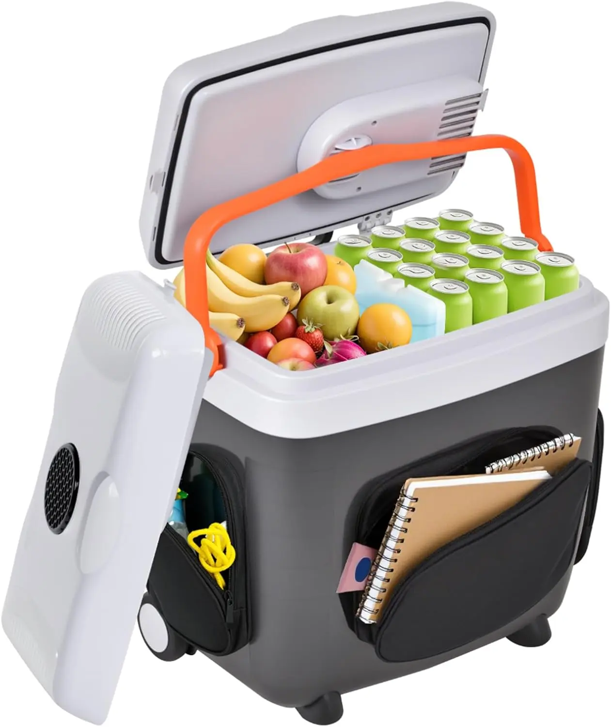 Electric Car Cooler & Warmer with Wheels & Handle, 32 Quart (30 L) 12 Volt DC & 110V AC Portable Thermoelectric Fridge Plug in Cooler for Car/Camping/Travel/Truck/Picnic