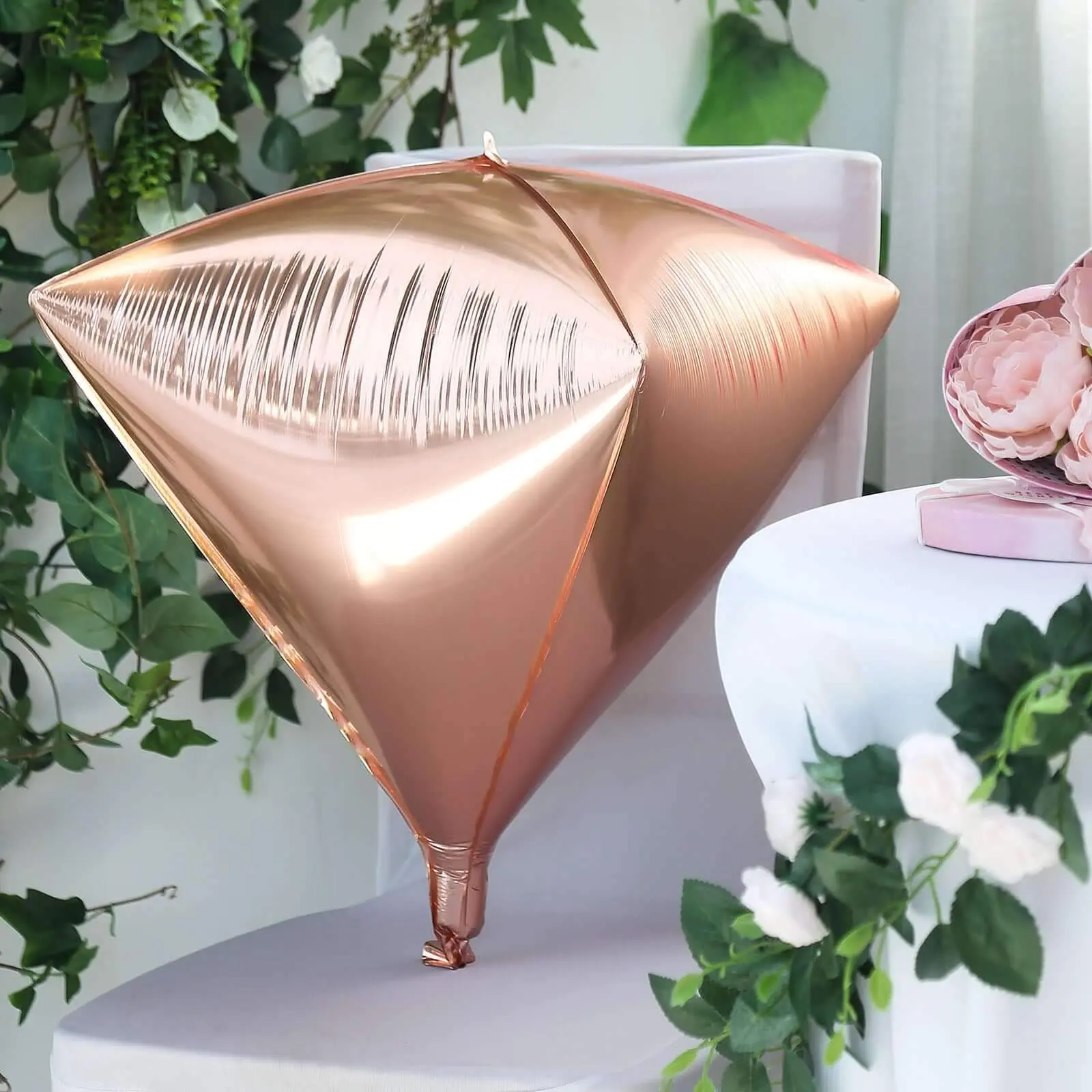 Rose Gold 4D Metallic Foil Self-Sealing Reusable Balloons (3-Pack, 16in) - Balloon Party Supplies for Birthday Party Decorations
