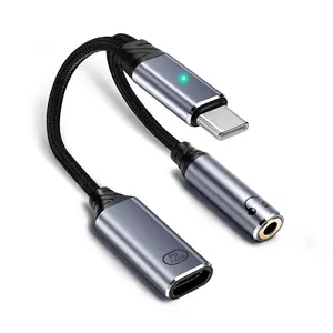 2-in-1 USB-C to 3.5mm headphone microphone audio jack/USB-C charger adapter with PD100W fast charging port, compatible iPhone 17/16/15 Pro Max、iPad Pro、MacBook、Samsung Galaxy S25、S24、S23、Pixel10/9/8， Laptops, tablets, type-c Android devices
