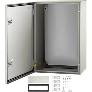 VEVOR NEMA Steel Enclosure, 24x 16x 10'' NEMA 4X Steel Electrical Box, IP66 Waterproof Dustproof, Outdoor/Indoor Electrical Junction Box, with Mounting Plate