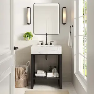 Modway Gridiron 24" Bathroom Vanity in White Black