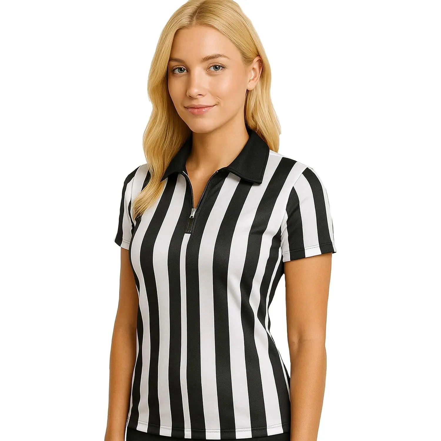 Women's Collared Referee Shirt, Officials Jersey, Halloween Costume, or Waitress Uniform