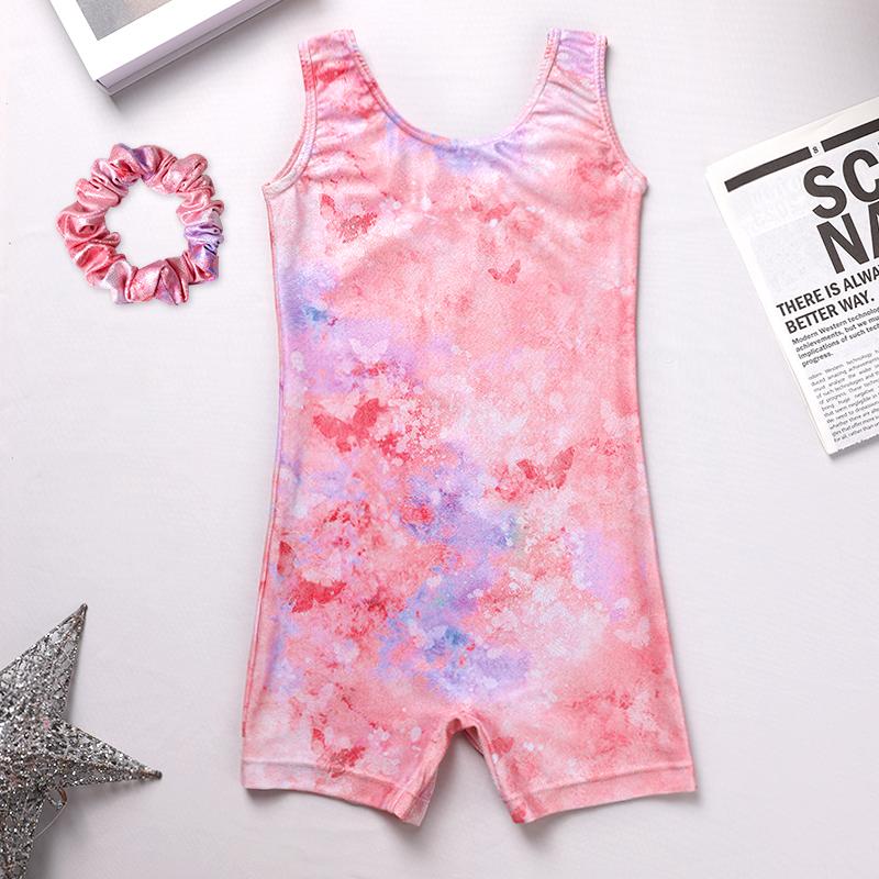 Girls Gymnastics Leotards for Kids,Sleeveless Biketard with Scrunchie, Toddler Dance Tumbling Unitard for Gymnastics Practice & Performance