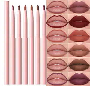 evpct 6Pcs Retractable Lip Liner Pencils Set Pack for Shaping & Sculpting Lips, Mauve Maroon Red Orange Nude Chocolate Dark Brown Plum Creamy Matte Gel Lip Liner Lipliners Pencil delineador de labios