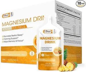 Magnesium Citrate Liquid Magnesium Drink Oral Solution with Vitamin, Zinc & Sodium Bromelain, Essential Magnesium Supplement Support Immune, Bone Health and Zzz, Pineapple Flavor, 10 Fl Oz