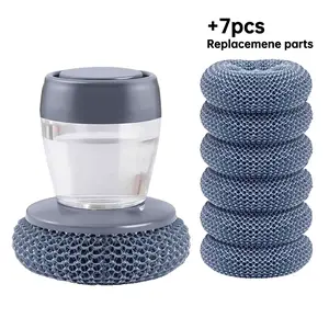 Handheld Liquid Soap Dispenser Brush, Reusable Kitchen Cleaning Tool, Suitable for Pots Bowls Sinks, Efficient Dishwashing Accessory