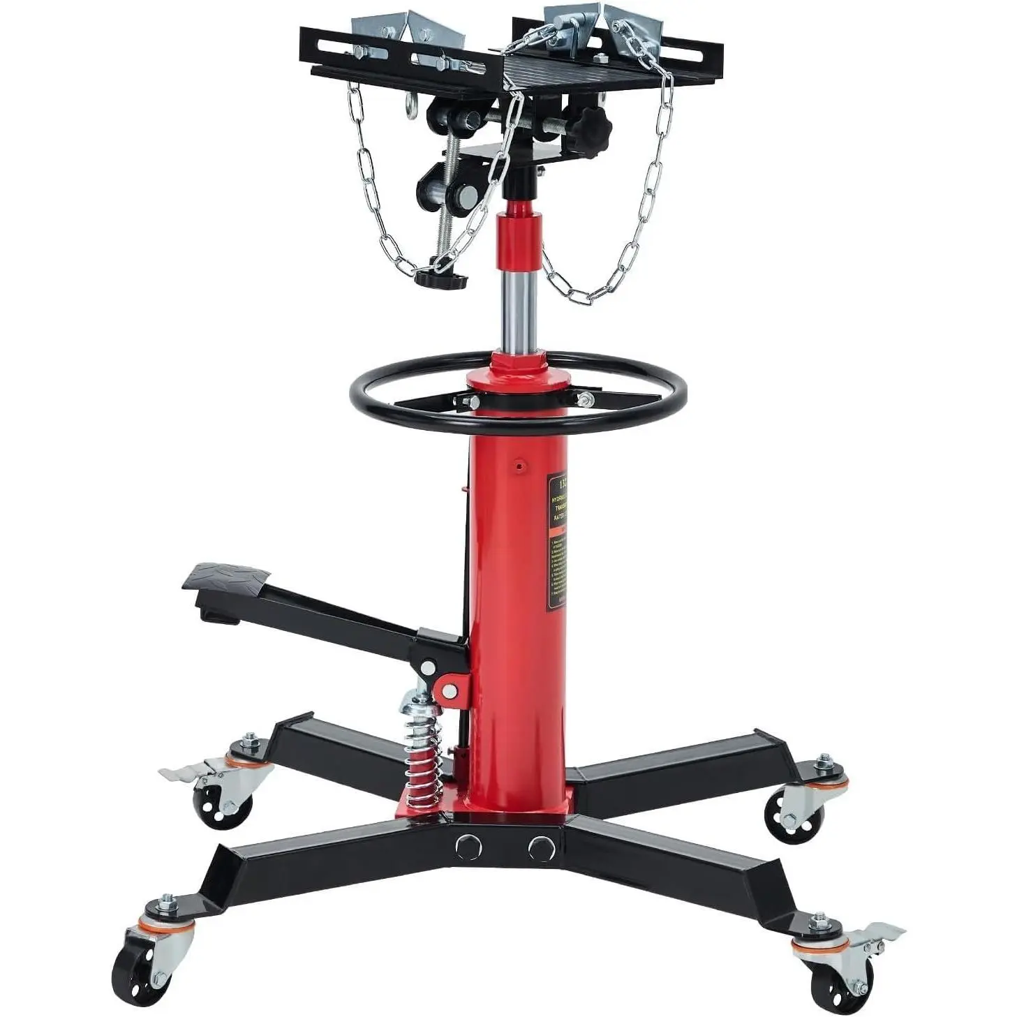 PeakPursuit 1322 LBS Hydraulic Transmission Jack, 33.5-70 Inch Lift Height with 360° Swivel Wheels & Foot Pedal, Telescoping Jack Stand with 30° Tilt Saddle for Cars, Light Trucks