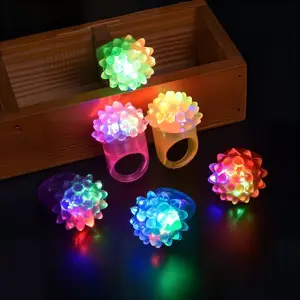 Micrency LED Glowing Bumpy Jelly Rubber Finger Rings, 30-59 Pieces, Kids' Birthday Party Favors, Festive Concert Supplies, Gifts