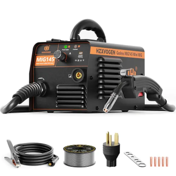 Portable Gasless MIG Welder - 145A Dual Voltage 110V/220V Flux Core IGBT Inverter Welding Tool, Beginner-Friendly, with MIG145 Torch & 2lbs.030" &.035" Flux Core Wire, for Home DIY Projects, Portable Mig Welder
