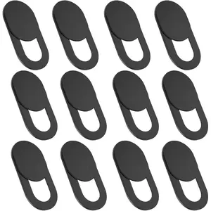 Laptop Camera Cover Slide, [12 Pack] Ultra-Thin Webcam Cover Compatible with MacBook,Laptop,PC,Computer,iMac,iPad,  Cell Phone etc. 0.027in Thick Sliding Cover Web Blocker Black