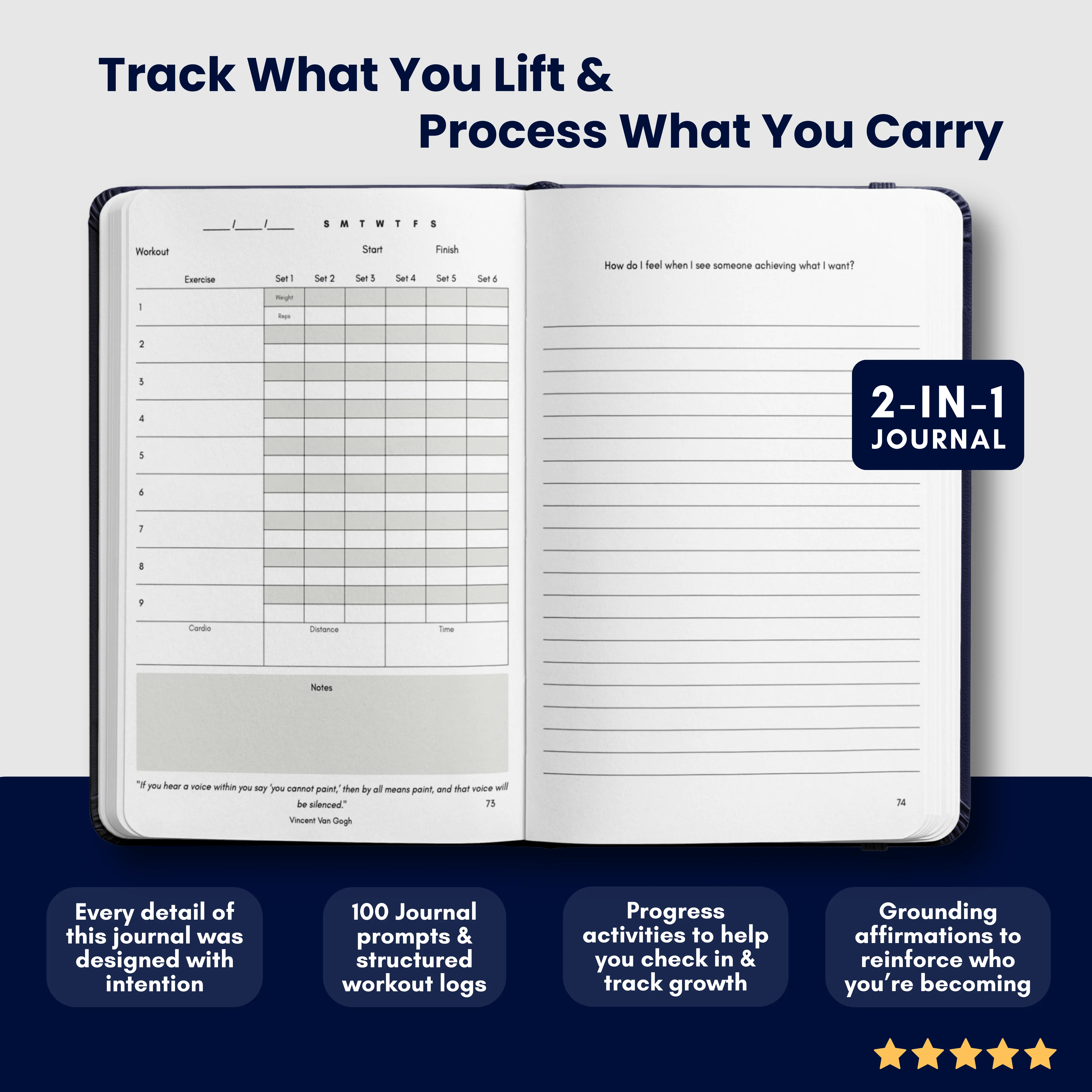 Workout Log & Guided Journal for Healing, Reflection and Growth | The Strength Within Journal | Mental Health, Wellness, Gym Rats, Healing Journey, Gym is Therapy,  Progress tracker,  Fitness