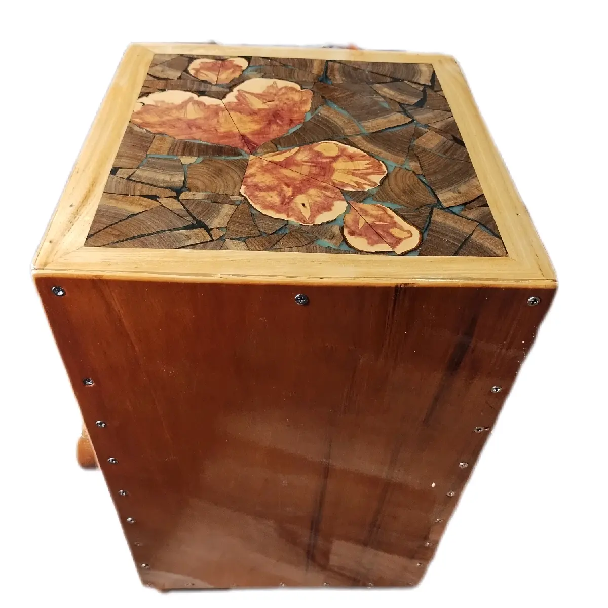 wodden mosaic snare cajon drum