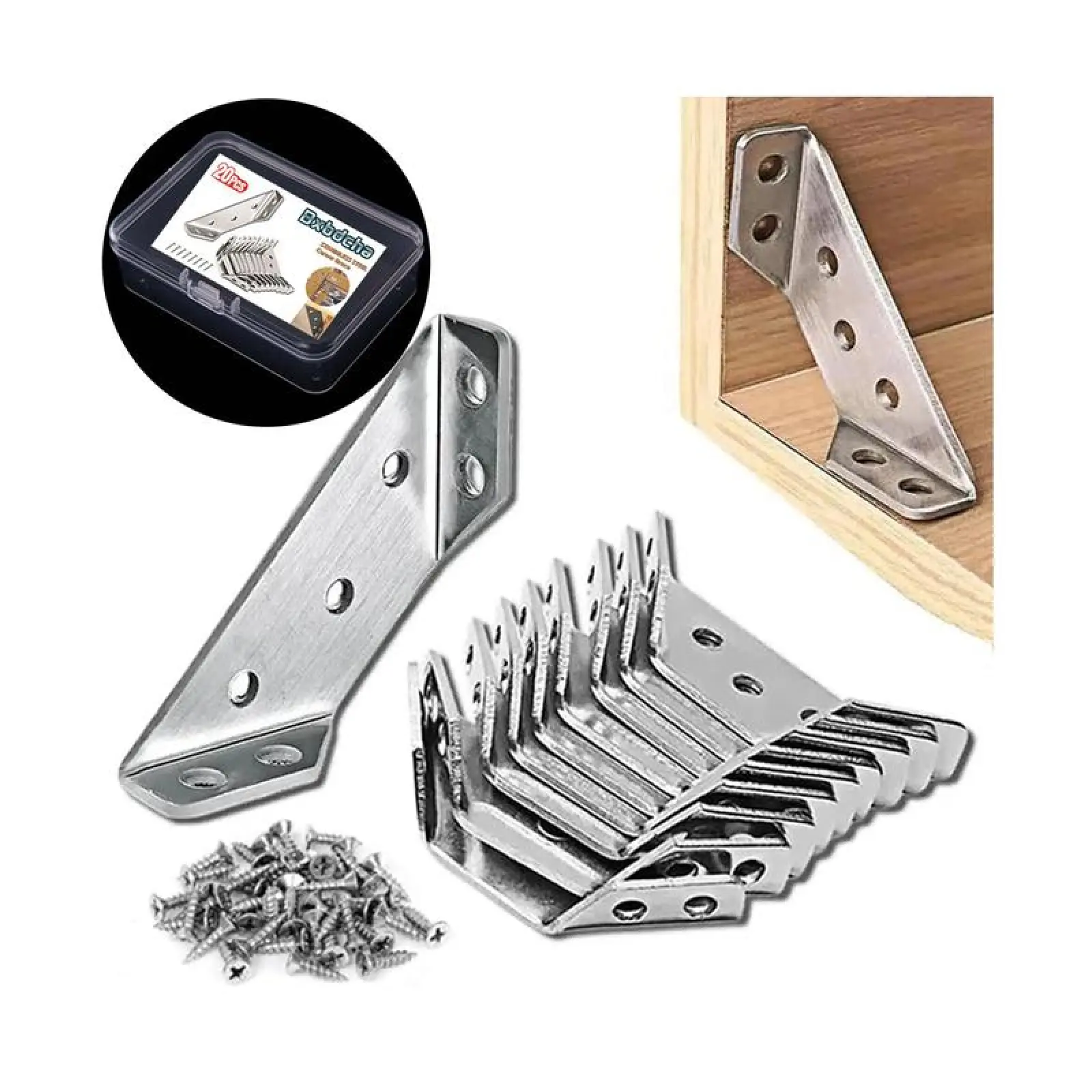 Stainless Steel Heavy Duty Sturdy Bracket - Hardware Furniture Corner Connectors for Wood, Shelves, Multi-Function Corner Rack Brace