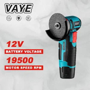 1 set of 12V mini angle grinder, 19500rpm, portable handheld, with battery and charger, comes with 3 grinding discs and 1 right angle wrench, for polishing tiles, wood, stone and steel, holiday gift, US plug