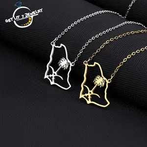 New Hip-Hop Retro Saudi Arabian Map Necklace | Hip-Hop Style | Retro Style | Ethnic Style | Unisex | Holiday Gift | National Flag Necklace | Creative Ethnic Map Pendant Necklace