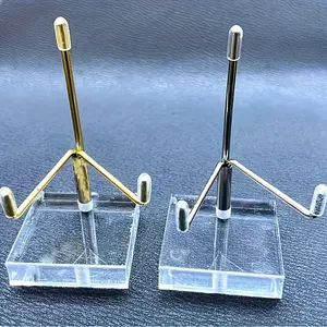 4 Pcs Mineral Specimen Stone Holder Bases Multifunctional Acrylic Holder Base For DIY Jewelry Display Stones Golden Silvery Square Shape Acrylic Bottom Base Organiser Racks