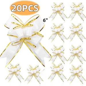 Effortless Elegance: 20-PCS 6-Inch Pull Bows for Gift Baskets, Christmas, Wedding & Party Decor