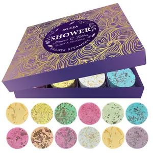 AGICEA 12 Scented Shower Steamers Gift Box – Shea Butter Tablets for Relaxation & Self-Care, Ideal for Moms, Partners & Loved Ones